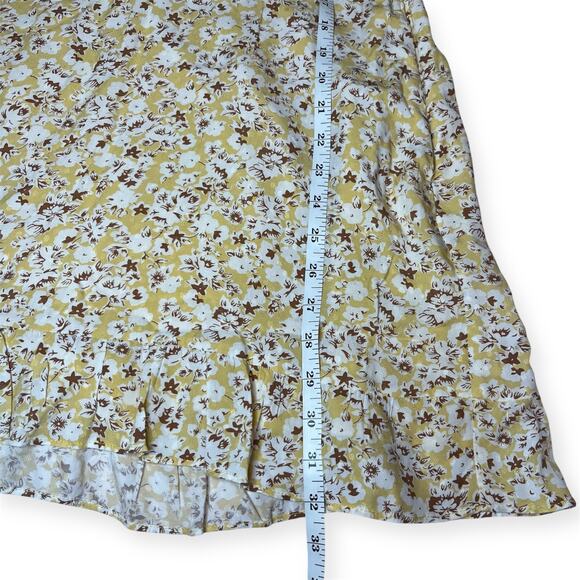 Abercrombie & Fitch Yellow Floral Mini Dress with Pockets Sz Small Sundress - Picture 14 of 15